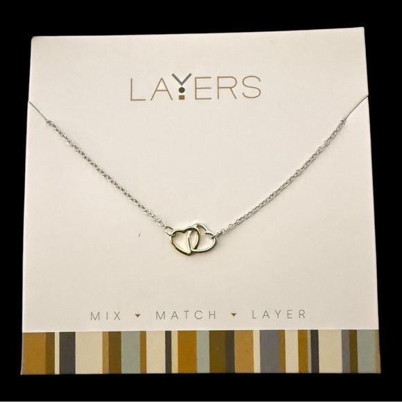Layers Necklaces - Silver Heart & Two Tone Hearts - Both are new! - Picture 2 of 5